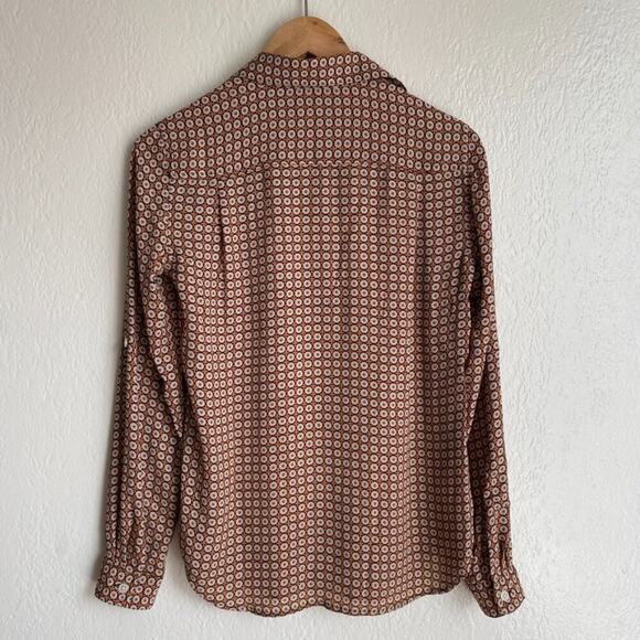 Ann Taylor Loft Long Sleeve Collar Button Up Blouse Geometric Floral Size XXS - Picture 5 of 11